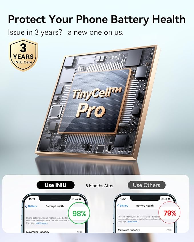 INIU Pocket Size Portable Charger, Ultra Small 10000mAh 45W PD Power Bank, USB C in&Out Fast Charging Battery Pack, Travel Essentials Powerbank for iPhone 17 16 15 14 Pro Air, iPad, Samsung S24 etc