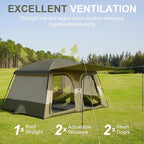 Vidalido Tents，3-4 Person Camping Tent with Extended Vestibule，Weather Resistant Family Tents with Breathable Mesh Windows，Easy Install Waterproof Outdoor Tent for Backpacking and Camping Hiking