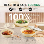 Kitchen Academy Induction Pots and Pans Set Non Stick - 12Pcs Beige Nonstick Kitchen Cookware Set, Granite Cooking Pans Set