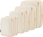 BAGAIL 4 Set/6 Set/8 Set Compression Packing Cubes Travel Accessories Expandable Packing Organizers (Square Mesh, 06-Beige)
