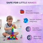 Desire Deluxe Micro Magnetic Tiles Building Blocks Toy - STEM Educational Travel Size Magnetic Blocks for Kids, Learning Sensory Montessori Toddler Magnetic Toys 3+ YO (Glitter, 18pc)
