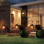 pearlstar Solar Lanterns Outdoor Metal Solar Powered Hanging Lights Waterproof for Barn Wall Yard Garden Patio Garage Balcony Porch Fence Decor, Warm White Edison Bulb (Copper-2pack)