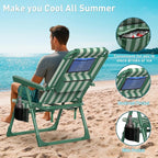 Suteck Backpack Beach Chair for Adults - 6-Position Folding Reclining Chair with Cooler Bag & Cup Holder, Lightweight Portable Beach Chair for Camping, Outdoor, Sand, Travel Use