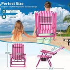 Suteck Backpack Beach Chair, 6-Positions Beach Chairs for Adults with Cooler Bag, Reclining Beach Chair with Cup Holder Folding Camping Chair for Sand Outdoor