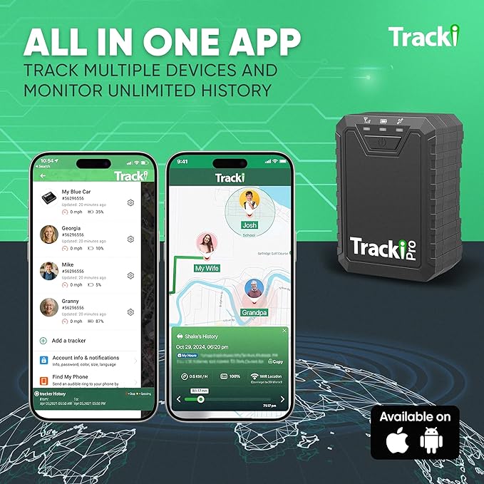 Tracki Pro GPS Tracker for Vehicles – Magnetic Waterproof 4G LTE Car Tracker, Long-Life Battery Up to 7 Months, Unlimited Distance, Smart Alerts, Hidden Tracking Device (Subscription Required)