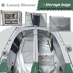 Camping Shower Tent Deluxe Changing Room Easy Set Up Privacy Shelter,Large Toilet Tent with Floor Drain Design for Beach, Camping,Hiking with Stakes and Ropes for Stability