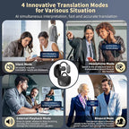 Ai Language Translation Earbuds, Translator Earbuds Real Time with APP Compatible with iOS & Android, 144-Language Bluetooth Headphones Translating Device for Travel and Business - Black