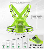 Running Vest Chest Phone Holder for Women Men, Reflective Vest Safety Gear for Dog Walking Cycling - Adjustable Waist/Shoulder