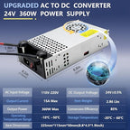 New Upgraded DIY SMPS 110V AC to DC 24V 15A 360W Power Supply Converter, 24V Power Supply,110V to 24V Voltage Transformer for Motor Pump CCTV 3D Printer Air Compressor Led (24V-15Amp-360W, 24V)