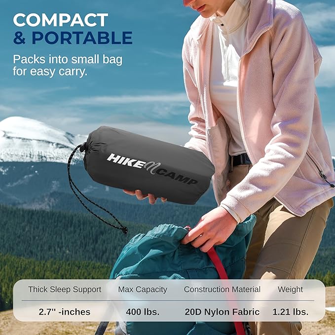SereneLife Lightweight & Compact Camping Gear – Sleeping Pads & Bags with Built-in Pillows for Outdoor Comfort, Waterproof & Tear-Resistant Design, Perfect for Hiking, Backpacking, Couples & Solo Use
