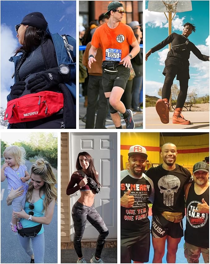 WATERFLY Fanny Pack Slim Soft Polyester Water Resistant Waist Bag Pack for Man Women Carrying iPhone 8 Samsung S6 (White)