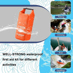 Boat First Aid Kit with Survival Tools, 123pcs Waterproof Emergency Marine Kit with Buckles, Compact Boat Safety Accessories for Fishing Kayaking Boating Camping Rafting Beach Orange