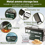 Emergency Food Ration Bars - Waterproof Metal Storage Box Packing, Metal Ammo Can, Long Shelf Life Emergency Food Supplies, 9 Days Food Rations Supply for Outdoor Camping Hiking Snowstorm,12 Count