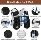 Running Hydration Vest for Women Men - Waterproof Running Water Backpack Hydration Pack with 12 Pockets, Lightweight Water Vest for Hiking Trail Cycling Marathon Race