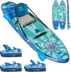 Journey 11'6" / 11'×34" / 11'×35" Extra Wide Paddle Board, One-Stop Premium SUP Board Accessories, Tailored Fins, Stable Inflatable Stand Up Paddle Boards for Youth/Adults of All Skill Levels