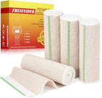 FRESINIDER Premium Elastic Bandage Wrap, 4 Pack 6" Cotton Latex Free Compression Bandage Wrap with Touch Closure at Both Ends, Support & First Aid for Sports, Medical, and Injury Recovery