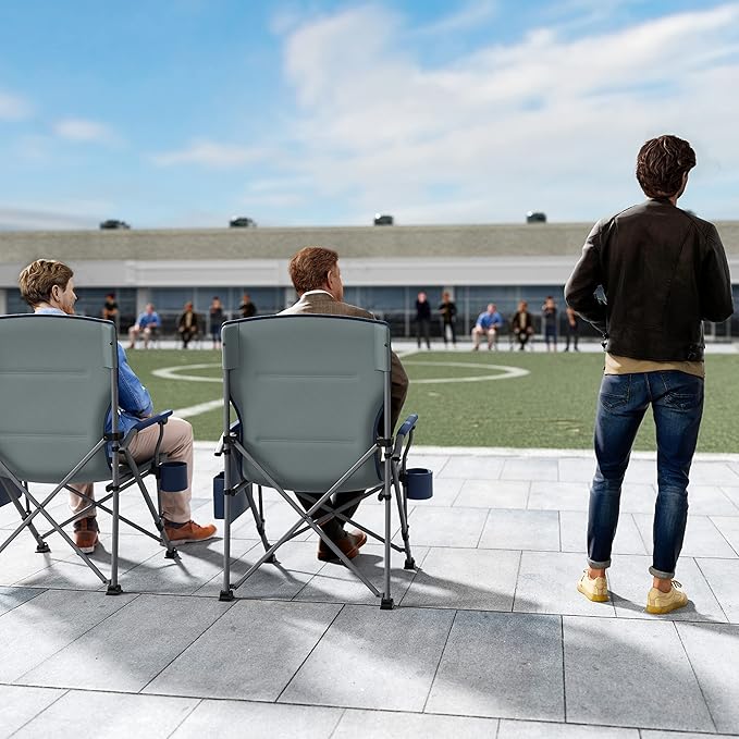 TIMBER RIDGE Oversized Folding Camping Chair High Back Heavy Duty for Adults Support up to 500lbs with Cup Holder, Side Pocket Cooler Bag 2 Pack