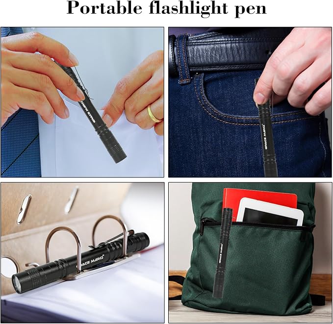 5-Pack Tactical EDC Pen Flashlights, 200LM Mini Pocket-Sized, 3-Mode LED Pen Lights with Belt Clip, Essential Small Flashlights for Outdoor Camping, Emergency Preparedness & DIY Repair