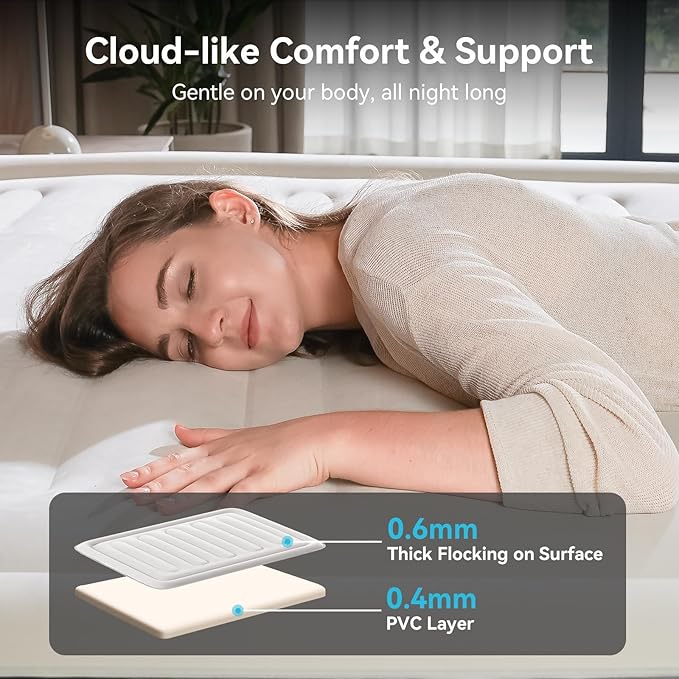 COMMOUDS Twin Air Mattress with Built-in Battery Powered Removable Pump, 18" High Inflatable Mattress, Portable Blow up Mattress, Air Bed for Camping, Home and Guest