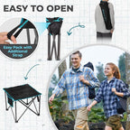 FUNDANGO Folding Camping Stool, 2 Pack 18.1 Inch Oversized Foot Rest 440 Lbs Heavy Duty Portable Padded Stools Seat Anti-Slip Foots & Carry Strap for Fishing Outdoor Lawn Travel (Black)