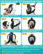Greatever Full Face Snorkel Mask, Snorkeling Gear for Adults with Latest Dry Top Breathing System and Detachable Camera Mount, Foldable Snorkel Mask Adult, Snorkels Anti-Fog & Anti-Leak