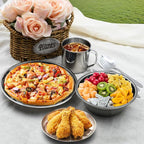 29pcs Stainless Steel Utensils Camping Tableware Kit with Bowls Plates Cups Forks Spoons and Knives for 4, Reusable Camping Flatware