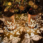 2 Pack Butterfly Birthday Gifts for Women Mom Grandma Solar Lanterns Outdoor Waterproof Garden Decor Metal Hanging LED Decorative Light for Patio Yard Lawn Backyard Front Porch Gardening Gifts