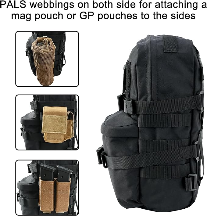 Tactical Mini Molle Hydration Pack,Molle Hydration Carrier with US Flag Water Resistant,Hydropack for Tactical Vest Backpack