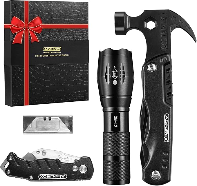 Multitool Pocket Knife, Hammer, Tactical Flashlight (BEST MAN EVER)