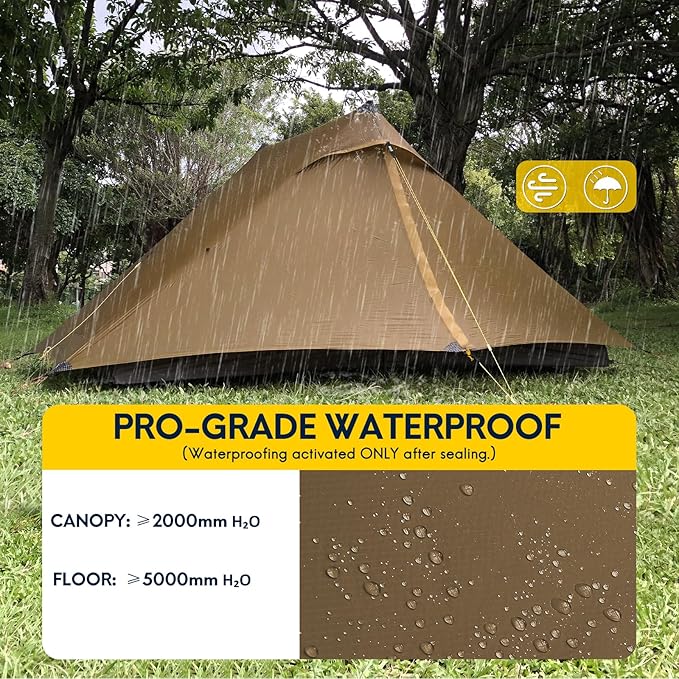 LANSHAN Ultralight Tent 3-Season Backpacking Tent for 1-Person or 2-Person Camping, Trekking, Kayaking, Climbing, Hiking