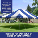 Party Tents Direct 20'x30' Weekender Canopy Pole Tent - Easy Up Canopy Tent with 120 Person Capacity - Outdoor Canopies for Parties, Weddings, & Events (Blue/White Top)