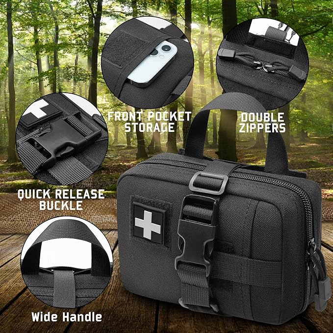 Upgrade Molle Rip Away Ifak Pouch, Tactical Small Belt First Aid Pouch Medical Utility EMT Pouch Only