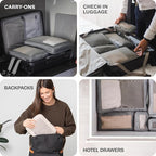 Compression Packing Cubes for Travel - Luggage Organizer Bags - Double Zipper Packing Cubes for Suitcases (6-Pack, Dark Grey)