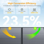 200 Watt Portable Folding Solar Panels IP68 Waterproof ETFE Coating 24V MC4 Output for Power Stations Solar Generator Camping Off-Grid RV Emergency Backup