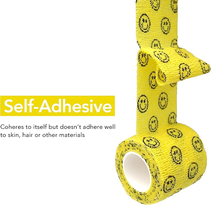 RISEN Cohesive Bandage 2” x 5 Yards, 6 Rolls, Self Adherent Wrap Medical Tape, Adhesive Flexible Breathable First Aid Gauze Ideal for Stretch Athletic