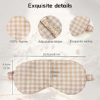 Sleep Mask Linen Eye Mask with Elastic Band,Comfort Sleeping Shade for Nighttime Sleeping, Traveling & Napping,Side Sleeper Eye Cover Cooling with Travel Bag Gift Package(Gingham)