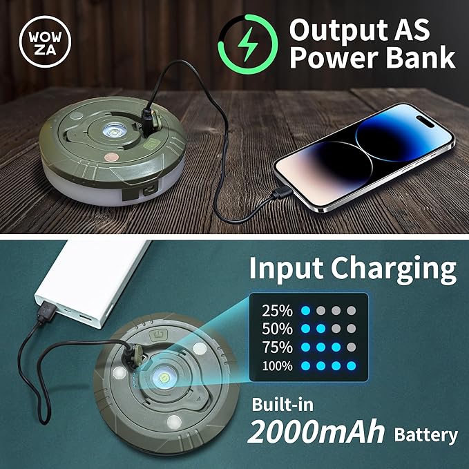 4 in 1 Camping String Lights 32.8FT Outdoor Quick Storage Camping Lights String & Lanterns, 8 Modes Retractable Camping Essentials Waterproof Camp Lights for Tent Gear