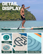 Inflatable Paddle Board 11 '* 34 "* 6" Extra Wide Sup Board, 420lb Capacity Paddle Board for Adults, Suitable for Sea and Lakes, 2+1Family Board