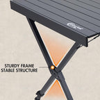 PORTAL Folding Outdoor Camping Table with Adjustable Height, Aluminum Roll-Up Top and Carry Bag, Big Large Portable Tables for Picnic, BBQ and Tailgating, Dark Gray