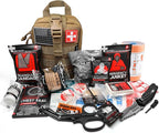 Survival First Aid Kit with Israeli Bandage, Splint, Chest Seal, Tactical Military Combat Molle IFAK for Wound Care, Bleeding Control, Trauma Hemorrhage and More