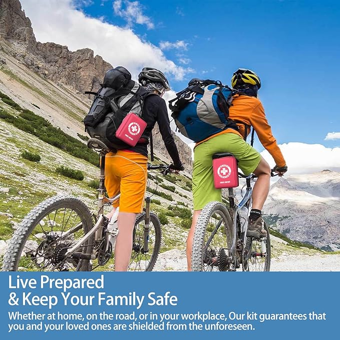 Premium First Aid Kit with Labelled Compartments, Emergency Survival Kit for Car, Home, Hiking and Travel – Compact Medical Kit for Roadside Emergencies, Outdoor Adventures, and Everyday Safety