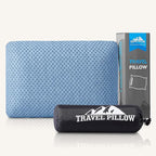 Travel Pillow Memory Foam Pillows, Camping Pillow-Compressible Medium Firm, Breathable Cover, Ideal Backpacking Hiking, Bed Pillows, Airplane and Car (Blue, S)