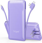 TG90° Portable Charger,10000mAh Power Bank Built-in Cables and AC Wall Plug,USB C Portable Bank,Travel Essentials Phone Charger Compact External Battery Pack Compatible with iPhones,iPad, Samsung