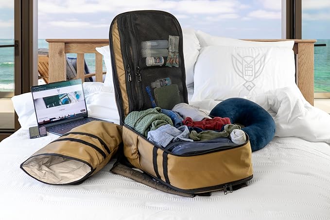 Xtreme Sight Line ~ Versa Backpack ~ Removable Faraday Sleeve fits up to a 16" Laptop ~ Heavy-Duty, Lightweight, Foam Padded & Multiple Large Compartments ~ 1000D Nylon/Spacer Mesh ~ Coyote Brown