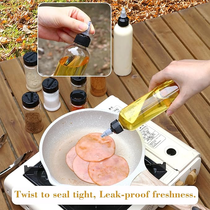 11-Piece Camping Spice Kit - 6 Powder & 3 Liquid Containers with Leakproof Lids, Portable funnel, EVA Hard Case - Portable Seasoning Set for Hiking, BBQ, RV Travel - BPA-Free PET Bottles