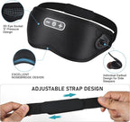 White Noise Sleep Mask, Breathable 3D Soft Eye Mask with Earplugs for Side Sleepers, Blackout 3D Contoured Eye Cover with Adjustable Strap for Women Men, no Bluetooth, no APP(Black)