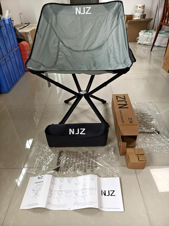 Lightweight Camping Chairs - Set up in 15s, Collapses to 13 Inches -Portable Chair with Carry Bag, Compact Folding Chair for Travel, Picnics, Lawn, Beach, Support 200 LBS - Sliver