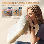 Inflatable Camping Travel Pillow, Lightweight Backpacking & Hiking Pillow with Removable Cover, Washable for Neck Lumbar Support