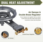 Bestfire 13" Single Propane Burner Stove 90,000 BTU Cast Iron Portable Outdoor Burner with 0-20 PSI Adjustable Regulator and 4ft Hose Perfect for Outdoor Wok Cooking