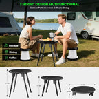 LED Camping Table Set with Stools, 300lbs Capacity Adjustable Height Folding Table & Chairs, All-in-One Compact Design for Outdoor, Camping, Picnic, Tailgating